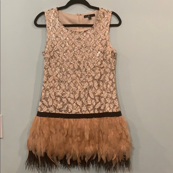 C. Luce Sequin Feathered Dress - Picture 2 of 6
